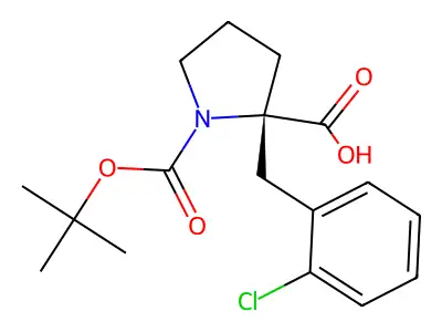 (R)-1-(tert-Butoxycarbonyl)-2-(2-chlorobenzyl)pyrrolidine-2-carboxylic acid structure