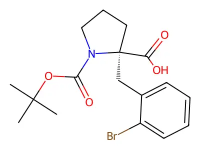 (R)-2-(2-Bromobenzyl)-1-(tert-butoxycarbonyl)pyrrolidine-2-carboxylic acid structure