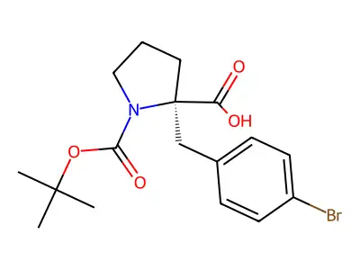 (R)-2-(4-Bromobenzyl)-1-(tert-butoxycarbonyl)pyrrolidine-2-carboxylic acid structure