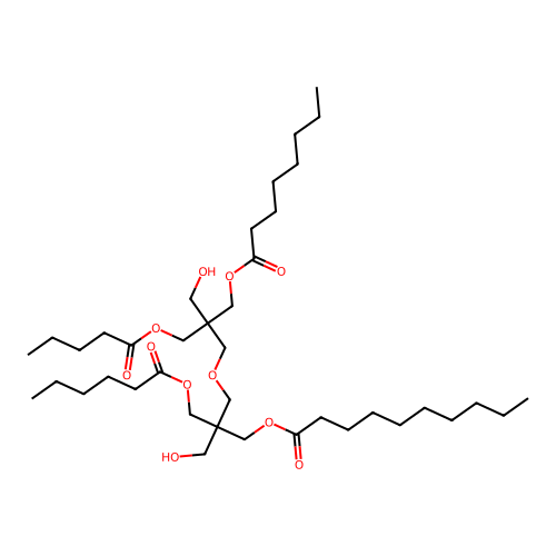 Decanoic acid mixed esters with dipentaerythritol hexanoic acid octanoic acid and valeric acid structure