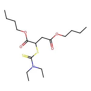 Butanedioic acid, 2-(((diethylamino)thioxomethyl)thio)-, 1,4-dibutyl ester structure