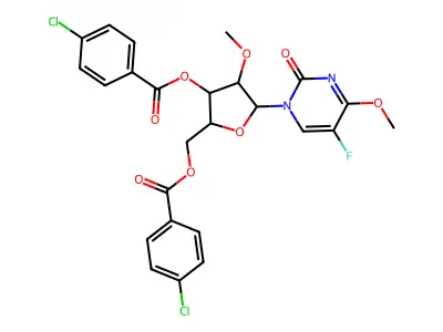 1-[3,5-Bis-O-(4-chlorobenzoyl)-2-O-methylpentofuranosyl]-5-fluoro-4-methoxypyrimidin-2(1H)-one structure