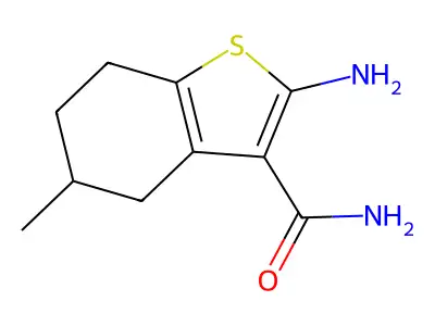 2-Amino-5-methyl-4,5,6,7-tetrahydrobenzo[b]thiophene-3-carboxamide structure