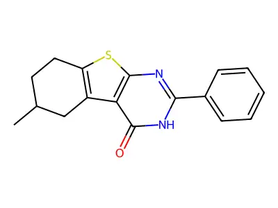 (1)Benzothieno(2,3-d)pyrimidin-4(1H)-one, 5,6,7,8-tetrahydro-6-methyl-2-phenyl- structure