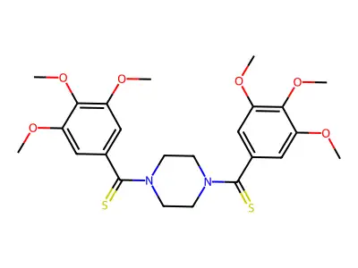 Piperazine, 1,4-bis(thioxo(3,4,5-trimethoxyphenyl)methyl)- structure
