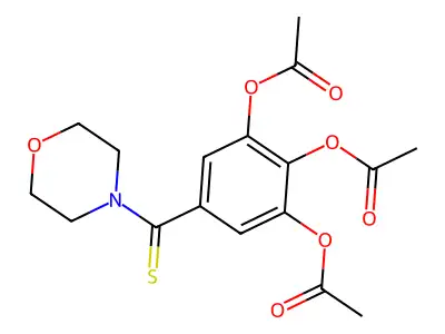 Morpholine, 4-(thioxo(3,4,5-tris(acetyloxy)phenyl)methyl)- structure