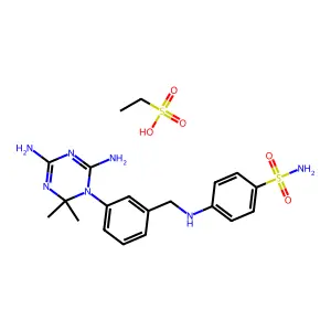 4-[[3-(4,6-diamino-2,2-dimethyl-1,3,5-triazin-1-yl)phenyl]methylamino]benzenesulfonamide; ethanesulfonic acid structure