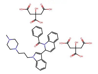 Quinoline, 1,2-dihydro-1-benzoyl-2-(1-(3-(4-methyl-1-piperazinyl)propyl)-1H-indol-3-yl)-, 2-hydroxy-1,2,3-propanetricarboxylate (1:2) structure