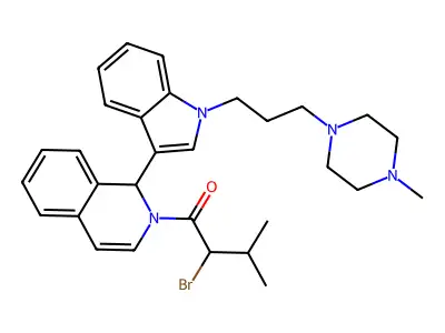 Isoquinoline, 1,2-dihydro-2-(2-bromo-3-methyl-1-oxobutyl)-1-(1-(3-(4-methyl-1-piperazinyl)propyl)-1H-indol-3-yl)- structure