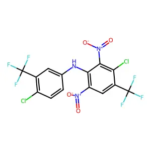 Benzenamine, 3-chloro-N-(4-chloro-3-(trifluoromethyl)phenyl)-2,6-dinitro-4-(trifluoromethyl)- structure