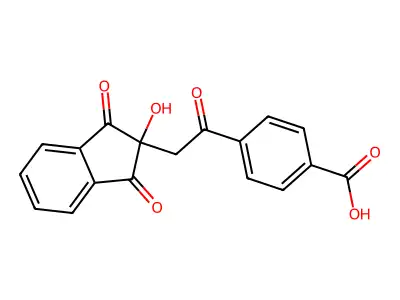Benzoic acid, 4-((2-hydroxy-1,3-dioxo-2,3-dihydro-1H-inden-2-yl)acetyl)- structure