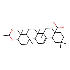 Olean-12-en-28-oic acid, 3,23-(ethylidenebis(oxy))-, (3beta,4alpha)- structure