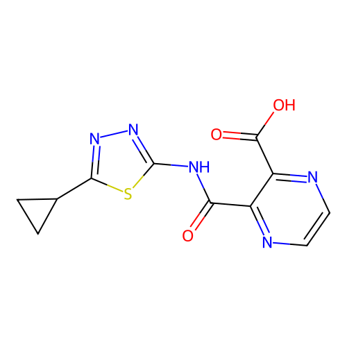3-((5-Cyclopropyl-1,3,4-thiadiazol-2-yl)carbamoyl)pyrazine-2-carboxylic acid structure