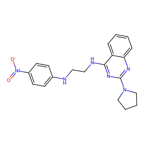 N-(4-nitrophenyl)-N'-[2-(pyrrolidin-1-yl)quinazolin-4-yl]ethane-1,2-diamine structure