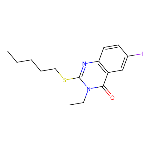 3-ethyl-6-iodo-2-(pentylsulfanyl)quinazolin-4(3H)-one structure