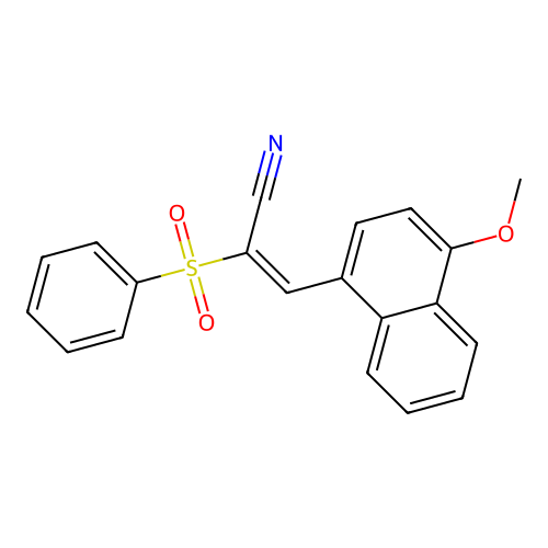 (2E)-3-(4-methoxynaphthyl)-2-(phenylsulfonyl)prop-2-enenitrile structure
