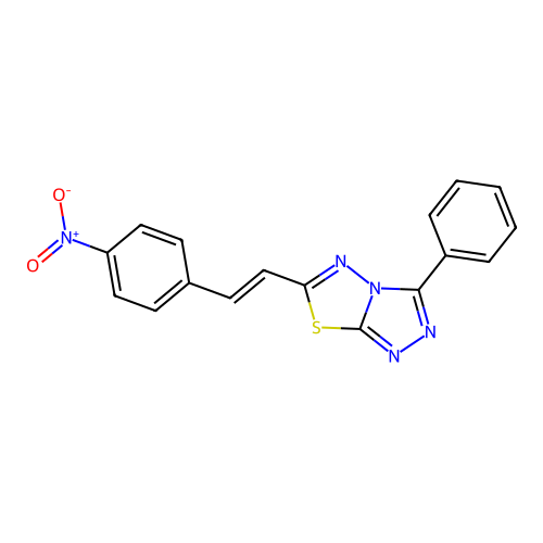 6-[(E)-2-(4-nitrophenyl)ethenyl]-3-phenyl-[1,2,4]triazolo[3,4-b][1,3,4]thiadiazole structure