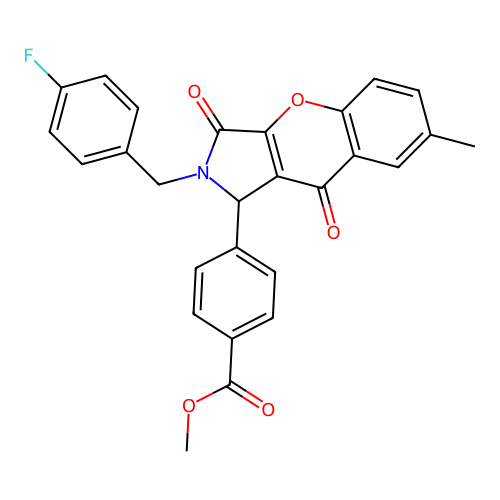 methyl 4-[2-(4-fluorobenzyl)-7-methyl-3,9-dioxo-1,2,3,9-tetrahydrochromeno[2,3-c]pyrrol-1-yl]benzoate structure