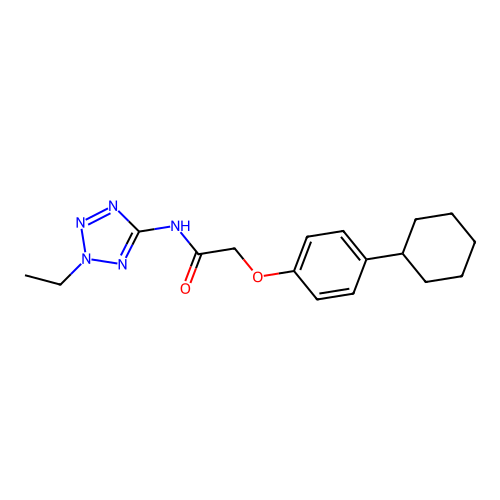 2-(4-cyclohexylphenoxy)-N-(2-ethyl-2H-tetrazol-5-yl)acetamide structure