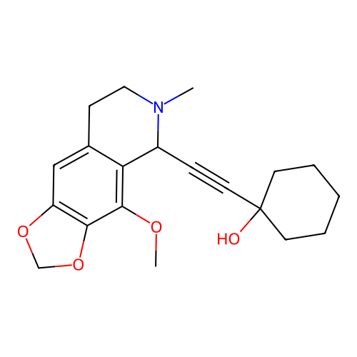 1-((4-methoxy-6-methyl-5,6,7,8-tetrahydro-[1,3]dioxolo[4,5-g]isoquinolin-5-yl)ethynyl)cyclohexanol structure