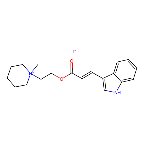 beta-Piperidinoethyl trans-beta-(3-indolyl)acrylate methiodide structure