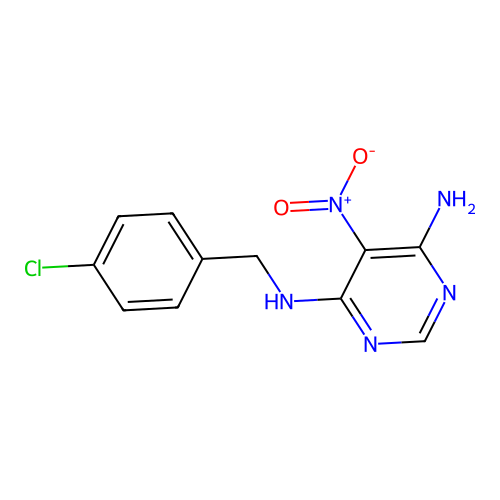 N-(4-chlorobenzyl)-5-nitropyrimidine-4,6-diamine structure