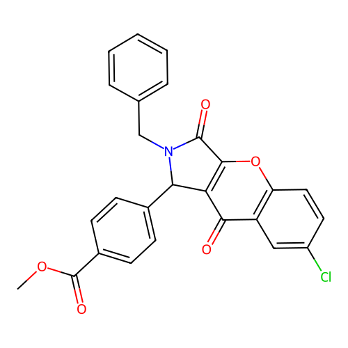 methyl 4-(2-benzyl-7-chloro-3,9-dioxo-1,2,3,9-tetrahydrochromeno[2,3-c]pyrrol-1-yl)benzoate structure