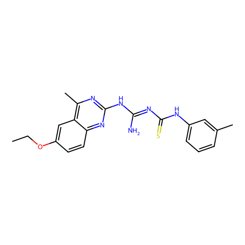 1-[N-(6-ethoxy-4-methylquinazolin-2-yl)carbamimidoyl]-3-(3-methylphenyl)thiourea structure