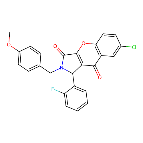 7-chloro-1-(2-fluorophenyl)-2-(4-methoxybenzyl)-1,2-dihydrochromeno[2,3-c]pyrrole-3,9-dione structure