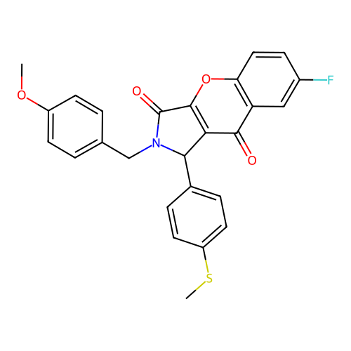 7-fluoro-2-(4-methoxybenzyl)-1-[4-(methylsulfanyl)phenyl]-1,2-dihydrochromeno[2,3-c]pyrrole-3,9-dione structure