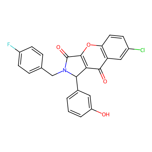 7-chloro-2-(4-fluorobenzyl)-1-(3-hydroxyphenyl)-1,2-dihydrochromeno[2,3-c]pyrrole-3,9-dione structure