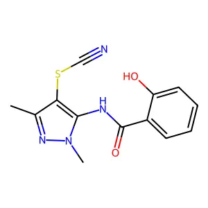 [5-[(2-Hydroxybenzoyl)amino]-1,3-dimethylpyrazol-4-yl] thiocyanate structure