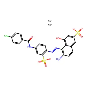 2-Naphthalenesulfonic acid, 6-amino-5-((4-((4-chlorobenzoyl)amino)-2-sulfophenyl)azo)-4-hydroxy-, disodium salt structure