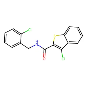 3-chloro-N-[(2-chlorophenyl)methyl]-1-benzothiophene-2-carboxamide structure