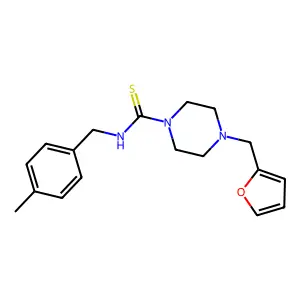 4-(furan-2-ylmethyl)-N-[(4-methylphenyl)methyl]piperazine-1-carbothioamide structure