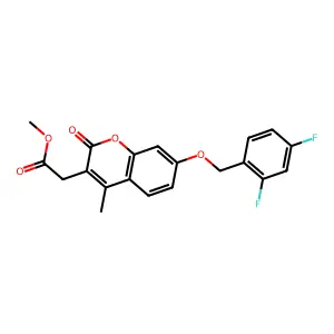 methyl {7-[(2,4-difluorobenzyl)oxy]-4-methyl-2-oxo-2H-chromen-3-yl}acetate structure