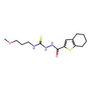 1-(3-methoxypropyl)-3-(4,5,6,7-tetrahydro-1-benzothiophene-2-carbonylamino)thiourea structure