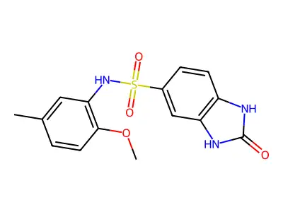 N-(2-methoxy-5-methylphenyl)-2-oxo-1,3-dihydrobenzimidazole-5-sulfonamide structure