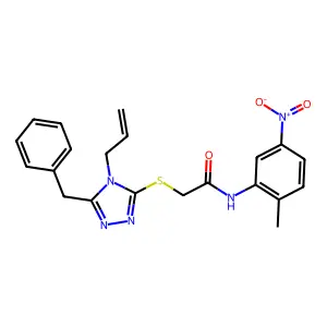 2-[(5-benzyl-4-prop-2-enyl-1,2,4-triazol-3-yl)sulfanyl]-N-(2-methyl-5-nitrophenyl)acetamide structure
