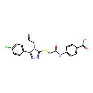 4-[({[5-(4-chlorophenyl)-4-(prop-2-en-1-yl)-4H-1,2,4-triazol-3-yl]sulfanyl}acetyl)amino]benzoic acid structure