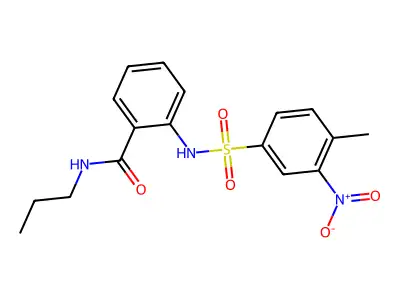 2-[(4-methyl-3-nitrophenyl)sulfonylamino]-N-propylbenzamide structure