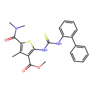 methyl 2-(3-([1,1'-biphenyl]-2-yl)thioureido)-5-(dimethylcarbamoyl)-4-methylthiophene-3-carboxylate structure