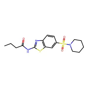 N-(6-(piperidin-1-ylsulfonyl)benzo[d]thiazol-2-yl)butyramide structure