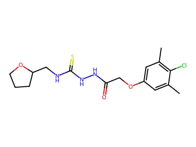 1-[[2-(4-chloro-3,5-dimethylphenoxy)acetyl]amino]-3-(oxolan-2-ylmethyl)thiourea structure