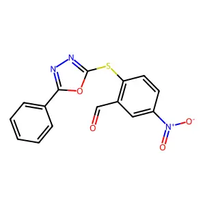 5-Nitro-2-[(5-phenyl-1,3,4-oxadiazol-2-yl)sulfanyl]benzaldehyde structure