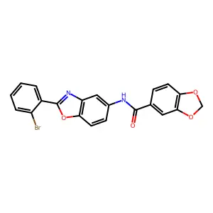 N-[2-(2-bromophenyl)-1,3-benzoxazol-5-yl]-1,3-benzodioxole-5-carboxamide structure