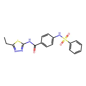 4-(benzenesulfonamido)-N-(5-ethyl-1,3,4-thiadiazol-2-yl)benzamide structure
