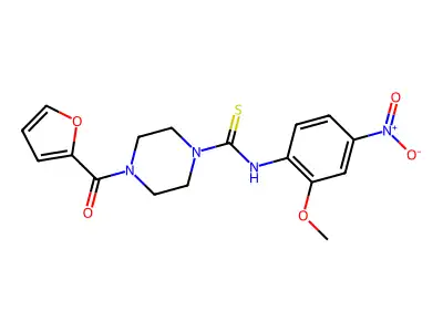 4-(furan-2-carbonyl)-N-(2-methoxy-4-nitrophenyl)piperazine-1-carbothioamide structure
