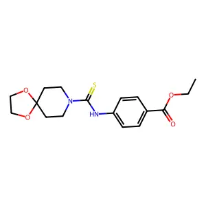 Ethyl 4-[(1,4-dioxa-8-azaspiro[4.5]dec-8-ylcarbonothioyl)amino]benzoate structure