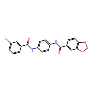 N-[4-[(3-chlorobenzoyl)amino]phenyl]-1,3-benzodioxole-5-carboxamide structure